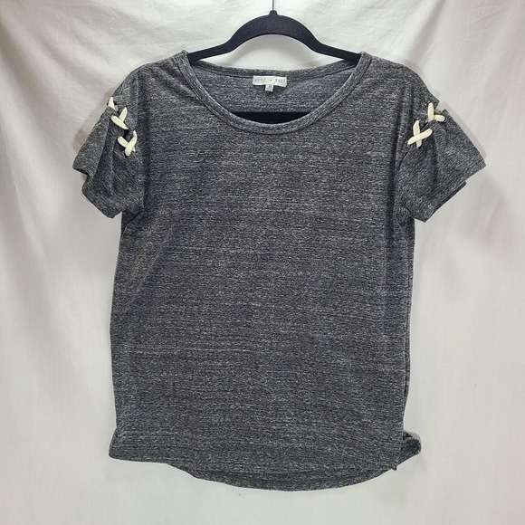 Fitz + Eddie Short Sleeve Tee, Lace Up Shoulders, Medium - Picture 1 of 12